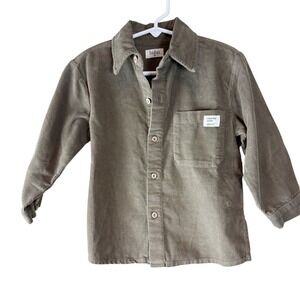 Buho Barcelona Kids Green Corduroy Button Down Shirt 3Y Cotton Travel the World
